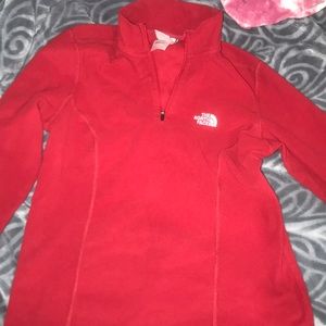 Red fleece north face quarter zip